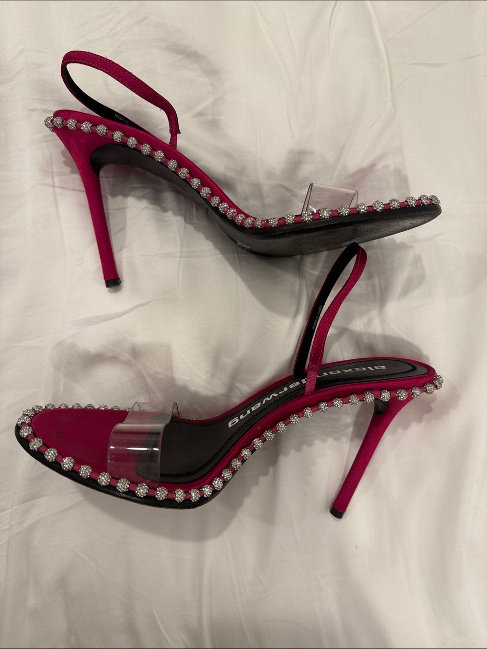 Alexander Wang Hot Pink Crystal-Trim Slingback Heels Sz 40